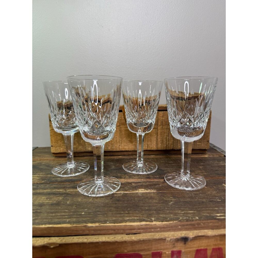 Waterford Crystal Lismore White Wine Glasses Set of 4-5 1/2" FREE USA SHIPPING
